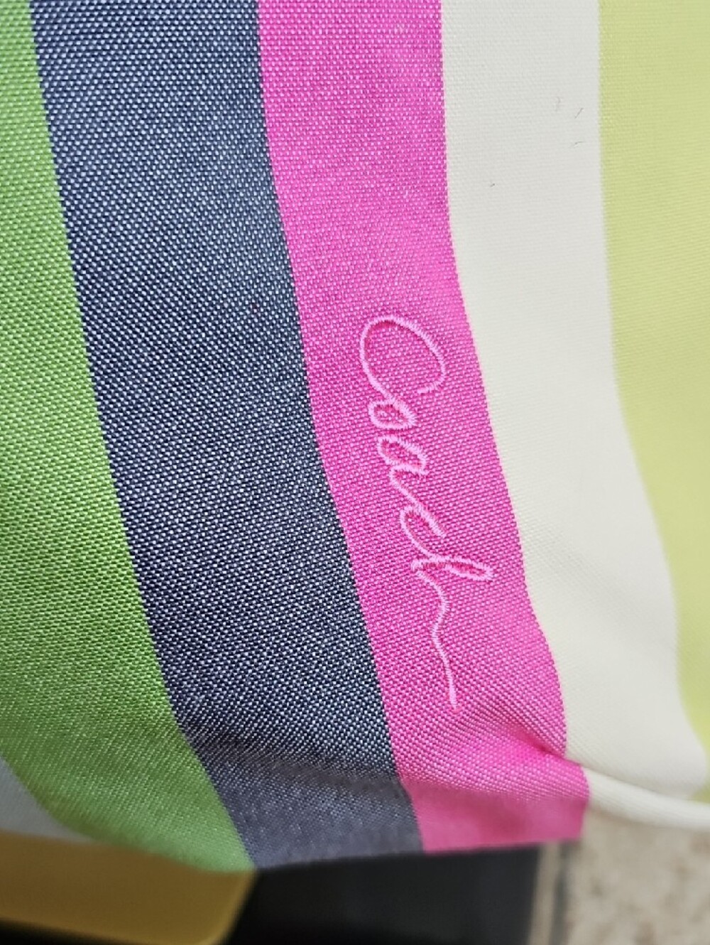 ​Coach 2011 Poppy Sequin Legacy Stripe Glam Tote - Chartreuse Interior - EUC - Picture 10 of 13